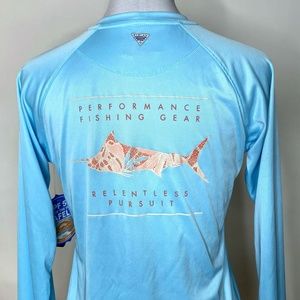 Columbia PFG Tidal Tee XS Fish Graphic Blue NWT